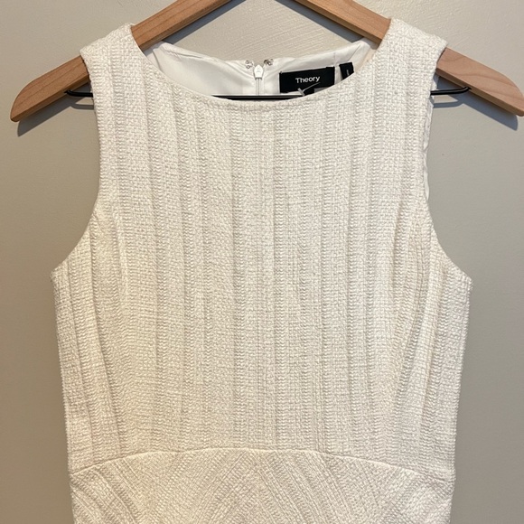 Theory Classic Flare in Off-White Cailen Tweed Sleeveless Dress Size 6 - Picture 11 of 11
